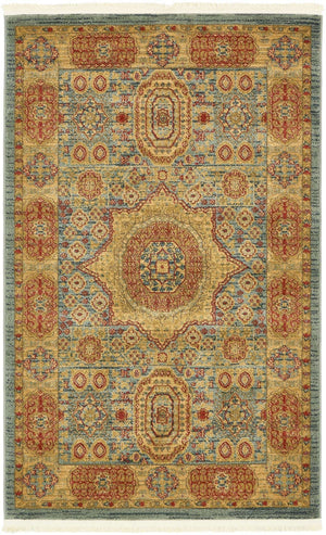 Light Blue 3' 1 x 5' 3 Palace Rectangle Area Rug