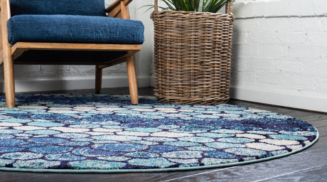 Blue 8' x 8' Estrella Round Area Rug 100% Polypropylene Non-Shedding Stain Resistant Carpet Colorful Modern Abstract Design Easy Clean for Home Decor for Sale at Rug Engine