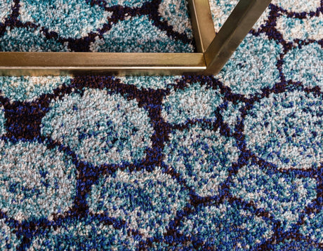 Blue 8' x 8' Estrella Round Area Rug 100% Polypropylene Non-Shedding Stain Resistant Carpet Colorful Modern Abstract Design Easy Clean for Home Decor for Sale at Rug Engine