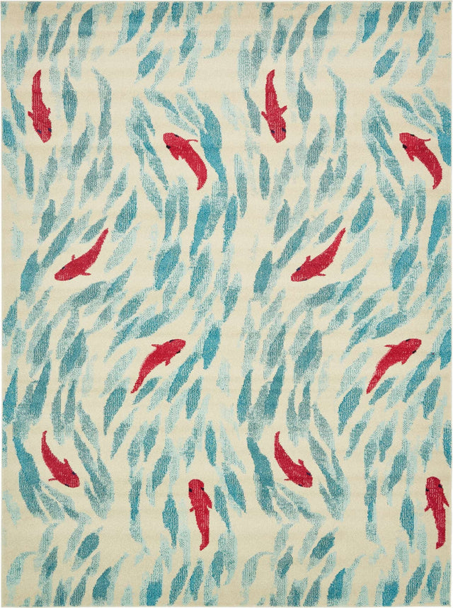 Beige 9' x 12' 2 Positano Rectangle Area Rug Coastal Marine Beach Design Carpet for Modern Living Rooms, Dining, Bedroom, Office for Sale at Rug Engine