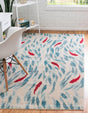 Beige 5' 1 x 8' Positano Rectangle Area Rug Coastal Marine Beach Design Carpet for Modern Living Rooms, Dining, Bedroom, Office for Sale at Rug Engine
