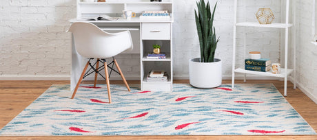 Beige 8' x 11' Positano Rectangle Area Rug Coastal Marine Beach Design Carpet for Modern Living Rooms, Dining, Bedroom, Office for Sale at Rug Engine