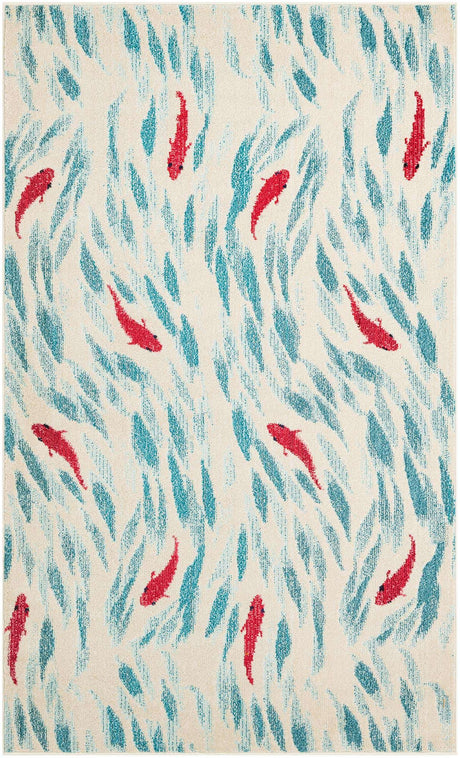 Beige 5' 1 x 8' Positano Rectangle Area Rug Coastal Marine Beach Design Carpet for Modern Living Rooms, Dining, Bedroom, Office for Sale at Rug Engine