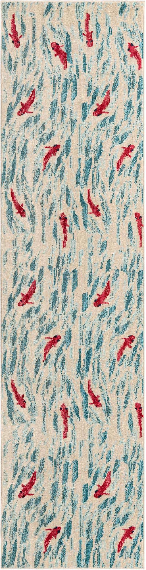 Beige 2' 7 x 10' Positano Runner Area Rug Coastal Marine Beach Design Carpet for Modern Living Rooms, Dining, Bedroom, Office for Sale at Rug Engine