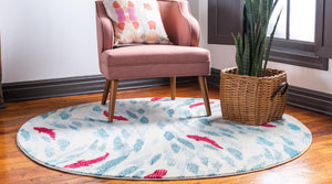 Beige 8' x 8' Positano Round Area Rug Coastal Marine Beach Design Carpet for Modern Living Rooms, Dining, Bedroom, Office for Sale at Rug Engine