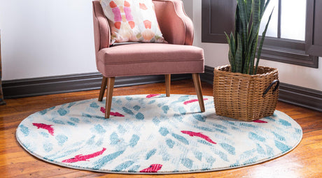 Beige 8' x 8' Positano Round Area Rug Coastal Marine Beach Design Carpet for Modern Living Rooms, Dining, Bedroom, Office for Sale at Rug Engine