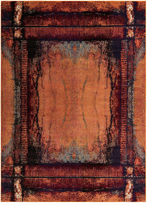 Orange 9' x 12' 2 Estrella Rectangle Area Rug 100% Polypropylene Non-Shedding Stain Resistant Carpet Colorful Modern Abstract Design Easy Clean for Home Decor for Sale at Rug Engine