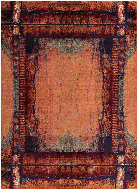 Orange 8' x 11' Estrella Rectangle Area Rug 100% Polypropylene Non-Shedding Stain Resistant Carpet Colorful Modern Abstract Design Easy Clean for Home Decor for Sale at Rug Engine