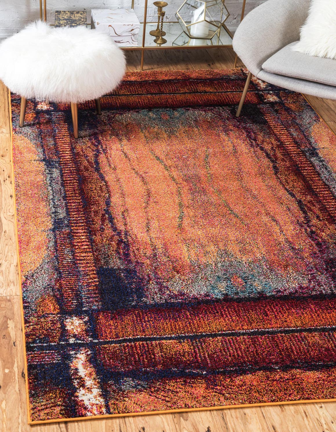 Orange 10' x 13' 1 Estrella Rectangle Area Rug 100% Polypropylene Non-Shedding Stain Resistant Carpet Colorful Modern Abstract Design Easy Clean for Home Decor for Sale at Rug Engine
