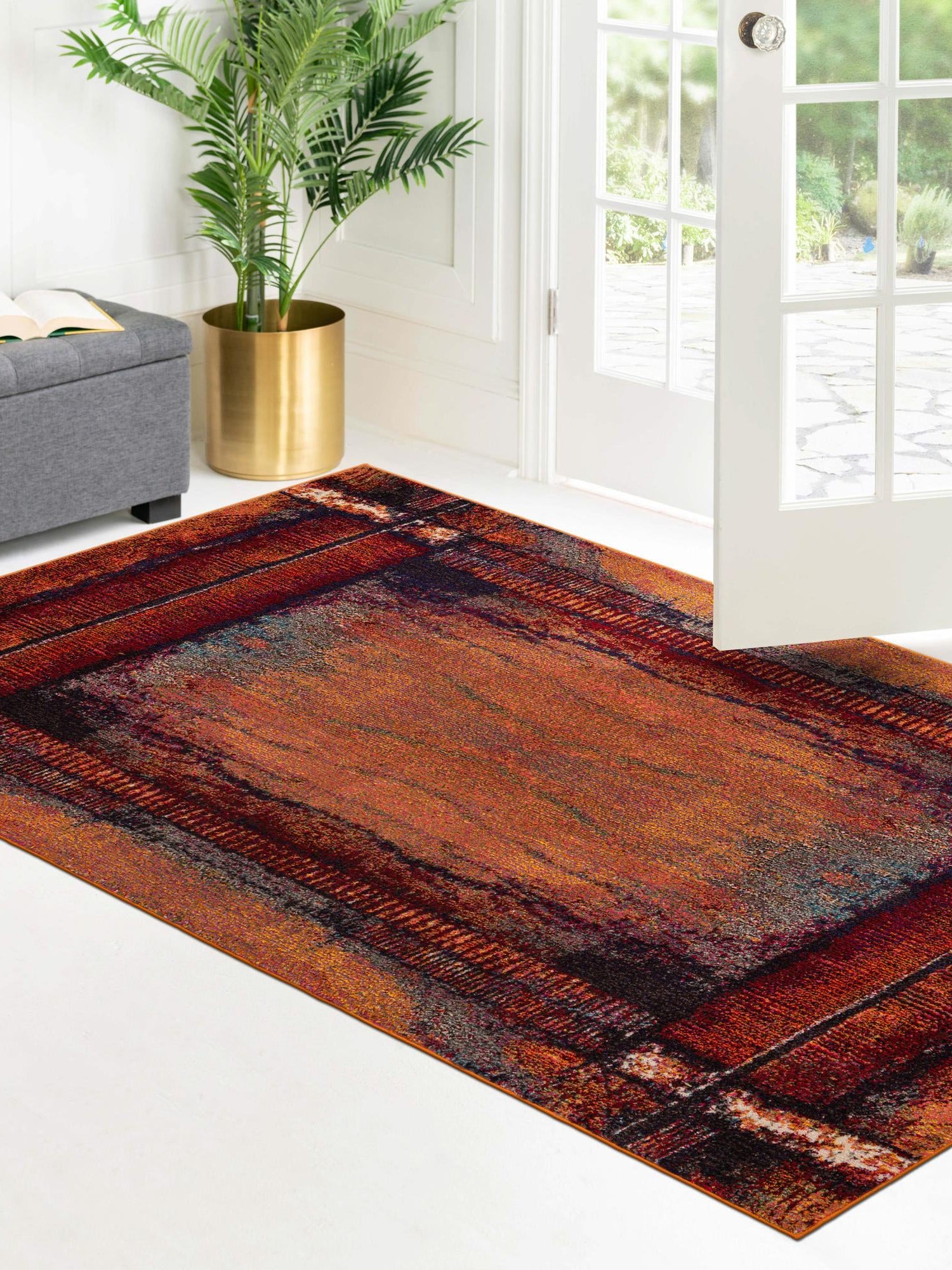 Orange 10' x 13' 1 Estrella Rectangle Area Rug 100% Polypropylene Non-Shedding Stain Resistant Carpet Colorful Modern Abstract Design Easy Clean for Home Decor for Sale at Rug Engine