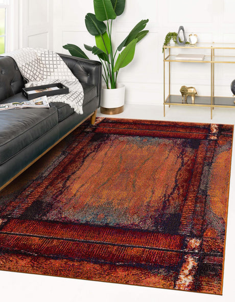 Orange 9' x 12' 2 Estrella Rectangle Area Rug 100% Polypropylene Non-Shedding Stain Resistant Carpet Colorful Modern Abstract Design Easy Clean for Home Decor for Sale at Rug Engine