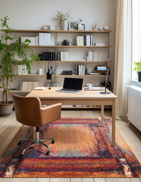 Orange 2' x 3' 1 Estrella Rectangle Area Rug 100% Polypropylene Non-Shedding Stain Resistant Carpet Colorful Modern Abstract Design Easy Clean for Home Decor for Sale at Rug Engine