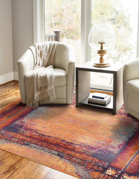 Orange 8' x 11' Estrella Rectangle Area Rug 100% Polypropylene Non-Shedding Stain Resistant Carpet Colorful Modern Abstract Design Easy Clean for Home Decor for Sale at Rug Engine