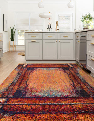 Orange 10' x 13' 1 Estrella Rectangle Area Rug 100% Polypropylene Non-Shedding Stain Resistant Carpet Colorful Modern Abstract Design Easy Clean for Home Decor for Sale at Rug Engine
