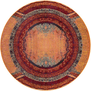 Orange 8' x 8' Estrella Round Area Rug 100% Polypropylene Non-Shedding Stain Resistant Carpet Colorful Modern Abstract Design Easy Clean for Home Decor for Sale at Rug Engine