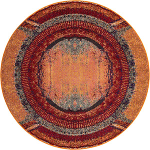 Orange 6' 1 x 6' 1 Estrella Round Area Rug 100% Polypropylene Non-Shedding Stain Resistant Carpet Colorful Modern Abstract Design Easy Clean for Home Decor for Sale at Rug Engine