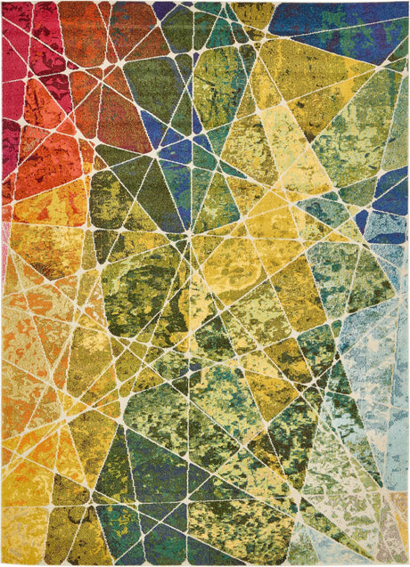 Multicolor 8' x 11' Estrella Rectangle Area Rug 100% Polypropylene Non-Shedding Stain Resistant Carpet Colorful Modern Abstract Design Easy Clean for Home Decor for Sale at Rug Engine
