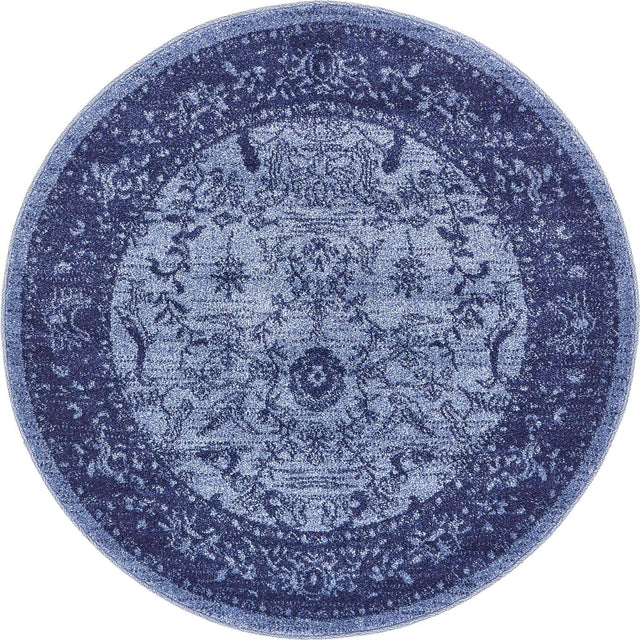 Blue 3' 1 x 3' 1 La Jolla Round Area Rug 100% Polypropylene Traditional Pattern Easy Clean Carpet for Living, Dining, Bedroom, Office for Sale at Rug Engine
