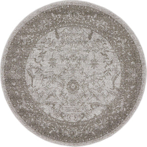 Light Gray 3' 1 x 3' 1 La Jolla Round Area Rug 100% Polypropylene Traditional Pattern Easy Clean Carpet for Living, Dining, Bedroom, Office for Sale at Rug Engine