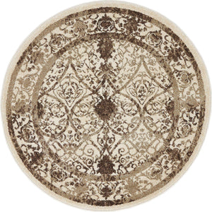 Beige 3' 1 x 3' 1 La Jolla Round Area Rug 100% Polypropylene Traditional Pattern Easy Clean Carpet for Living, Dining, Bedroom, Office for Sale at Rug Engine