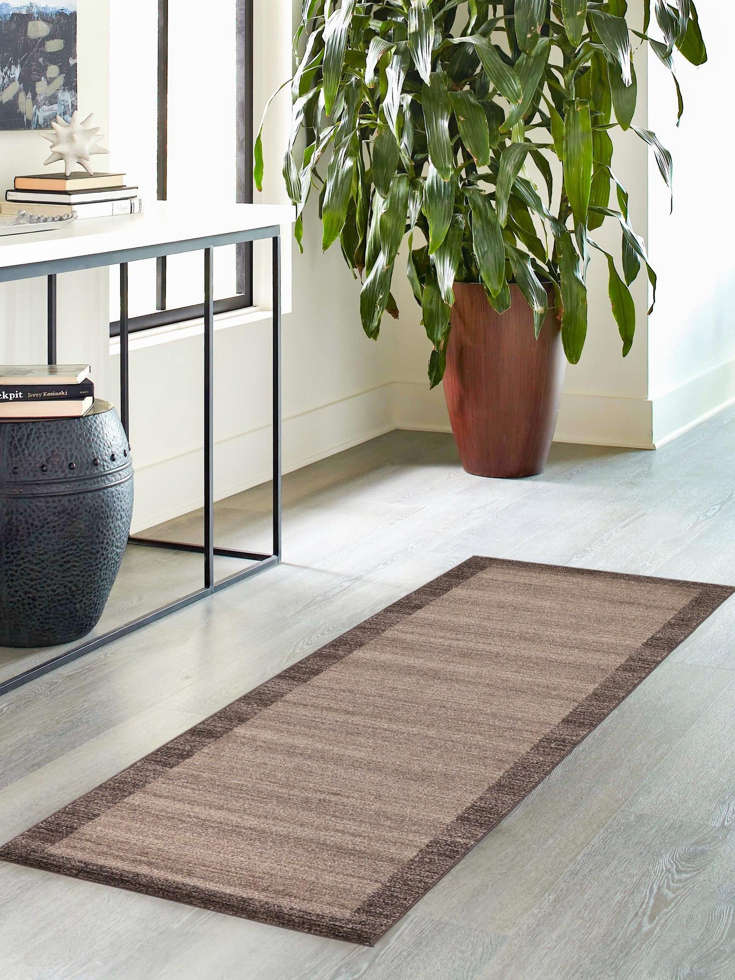 Light Brown 2' x 8' Del Mar Runner Area Rug 100% Polypropylene Easy Clean Stain Resistant Vivid Modern Carpet Mat for Home Decor Interior Designing for Sale at Rug Engine