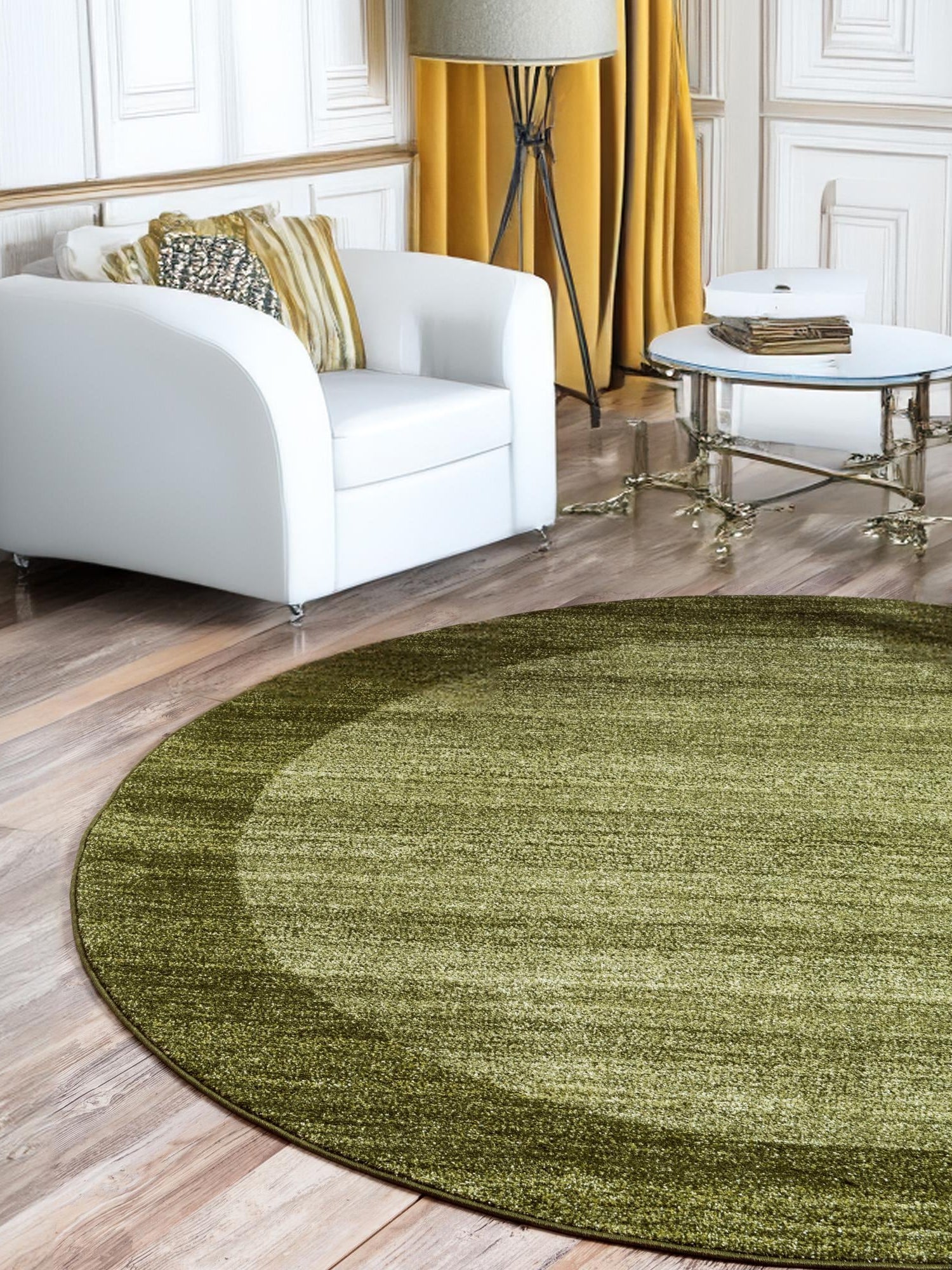 Light Green 7' 10 x 7' 10 Del Mar Round Area Rug 100% Polypropylene Easy Clean Stain Resistant Vivid Modern Carpet Mat for Home Decor Interior Designing for Sale at Rug Engine