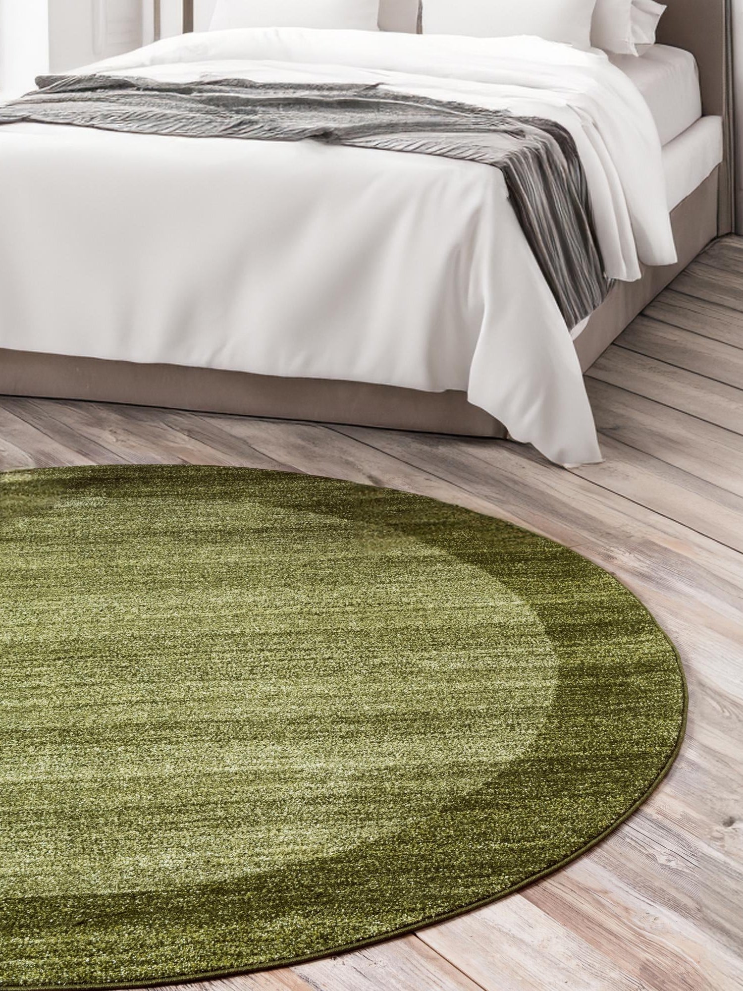 Light Green 6' 1 x 6' 1 Del Mar Round Area Rug 100% Polypropylene Easy Clean Stain Resistant Vivid Modern Carpet Mat for Home Decor Interior Designing for Sale at Rug Engine