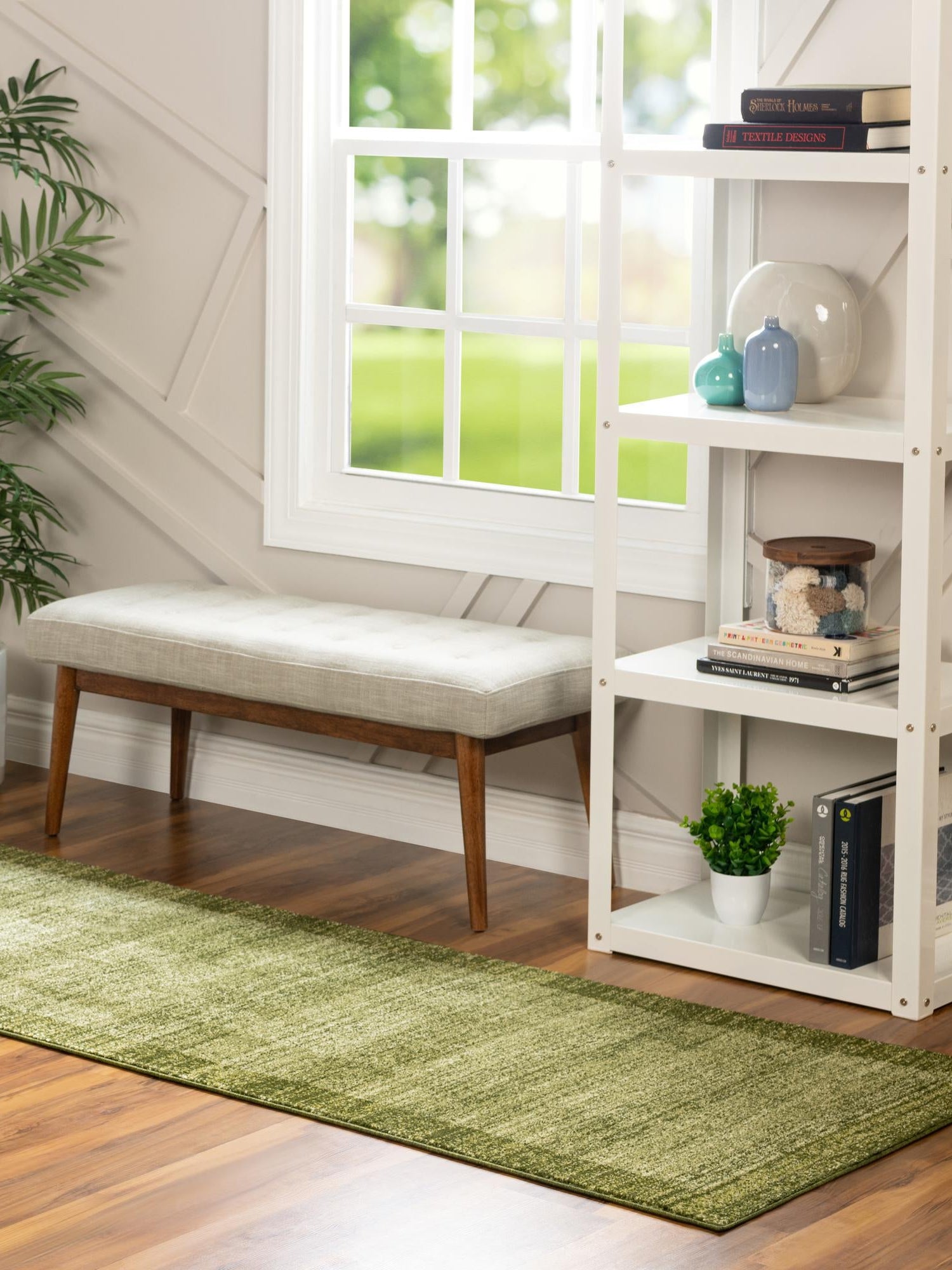 Light Green 2' 7 x 10' Del Mar Runner Area Rug 100% Polypropylene Easy Clean Stain Resistant Vivid Modern Carpet Mat for Home Decor Interior Designing for Sale at Rug Engine