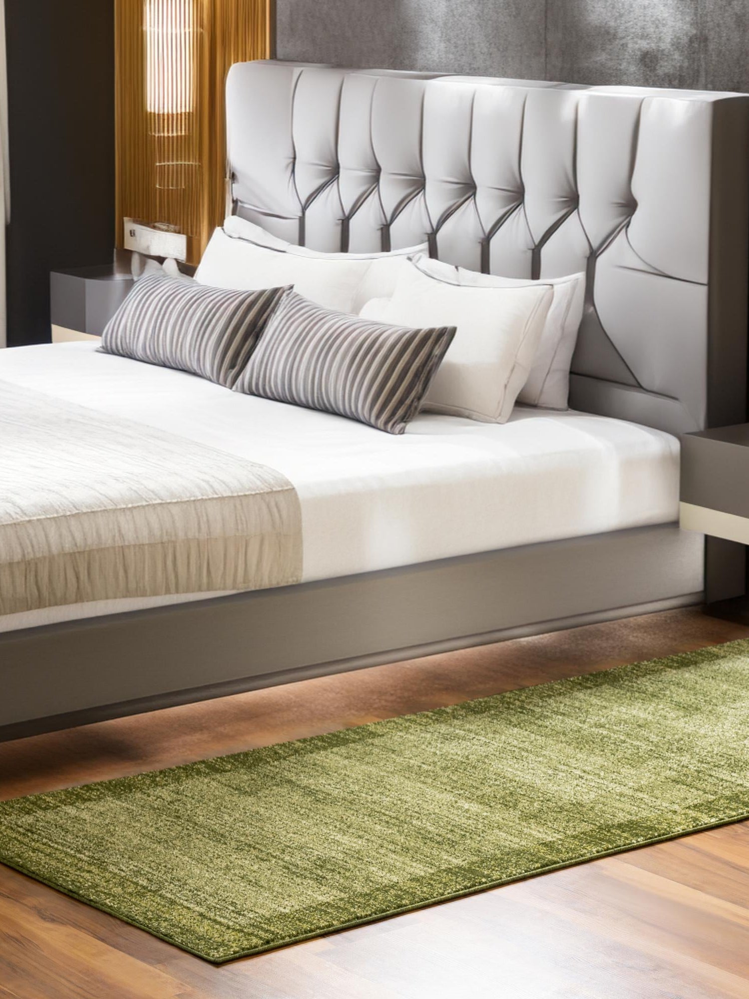 Light Green 2' 7 x 10' Del Mar Runner Area Rug 100% Polypropylene Easy Clean Stain Resistant Vivid Modern Carpet Mat for Home Decor Interior Designing for Sale at Rug Engine