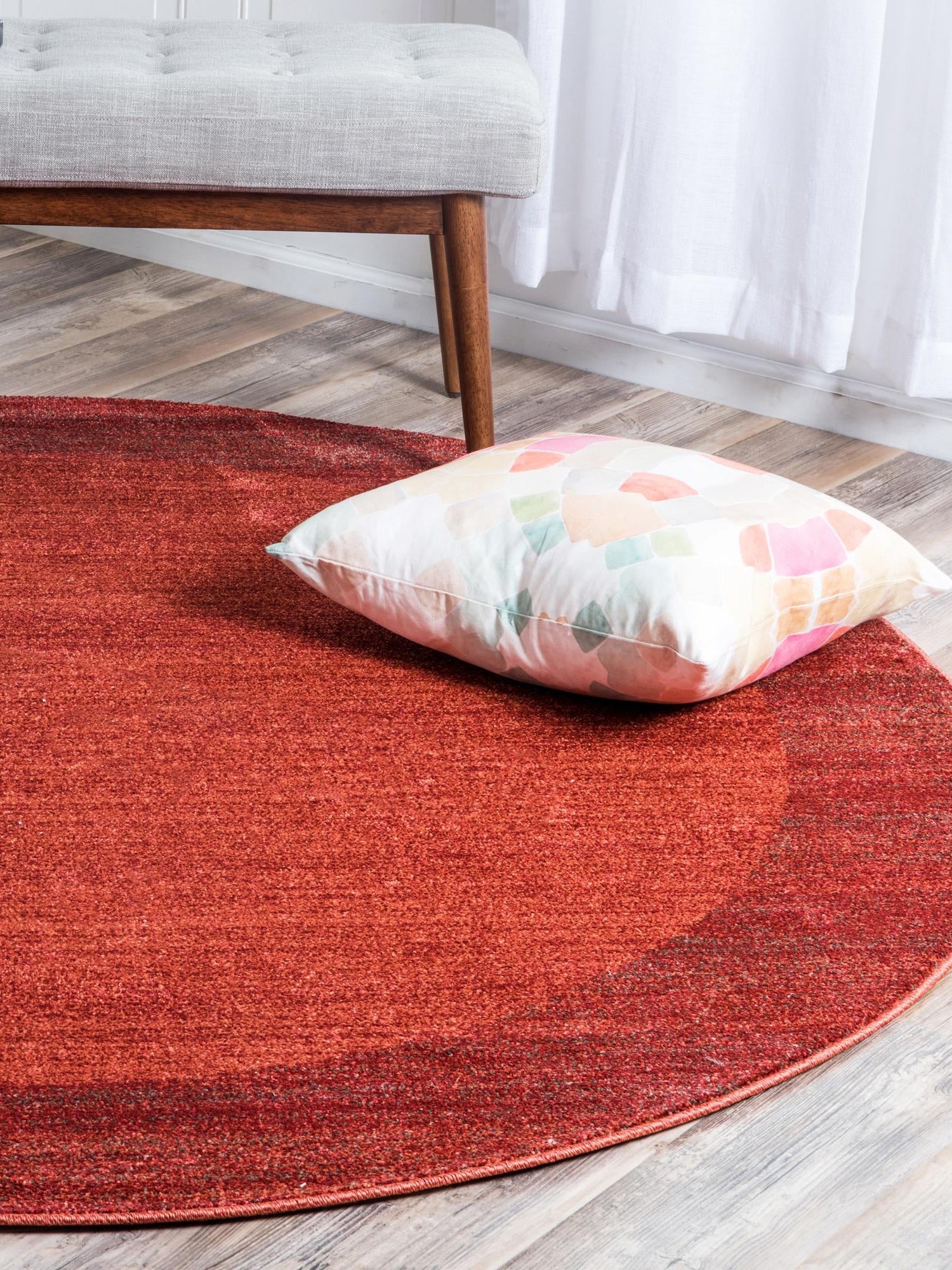 Terracotta 6' 1 x 6' 1 Del Mar Round Area Rug 100% Polypropylene Easy Clean Stain Resistant Vivid Modern Carpet Mat for Home Decor Interior Designing for Sale at Rug Engine