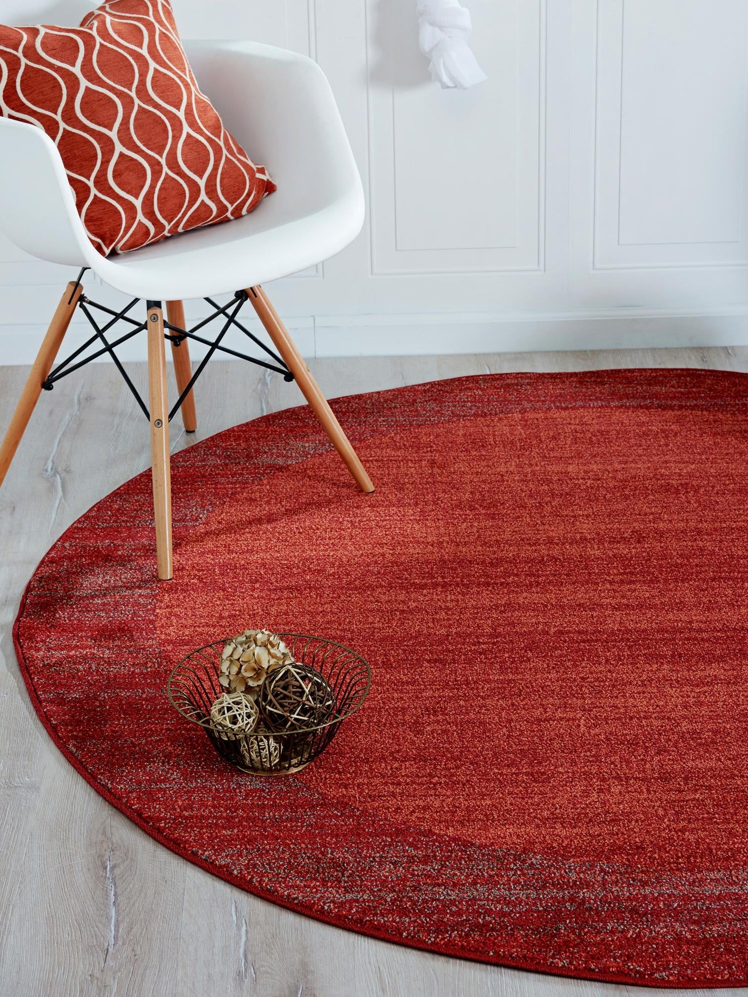 Terracotta 6' 1 x 6' 1 Del Mar Round Area Rug 100% Polypropylene Easy Clean Stain Resistant Vivid Modern Carpet Mat for Home Decor Interior Designing for Sale at Rug Engine