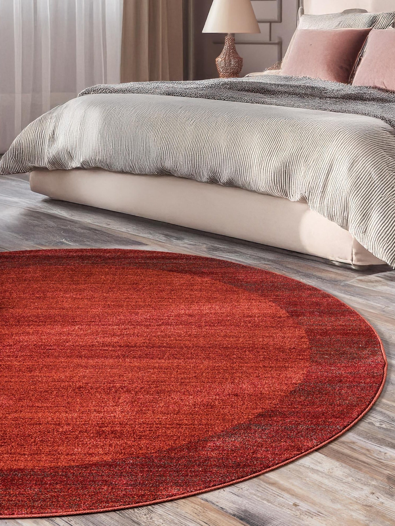 Terracotta 7' 10 x 7' 10 Del Mar Round Area Rug 100% Polypropylene Easy Clean Stain Resistant Vivid Modern Carpet Mat for Home Decor Interior Designing for Sale at Rug Engine