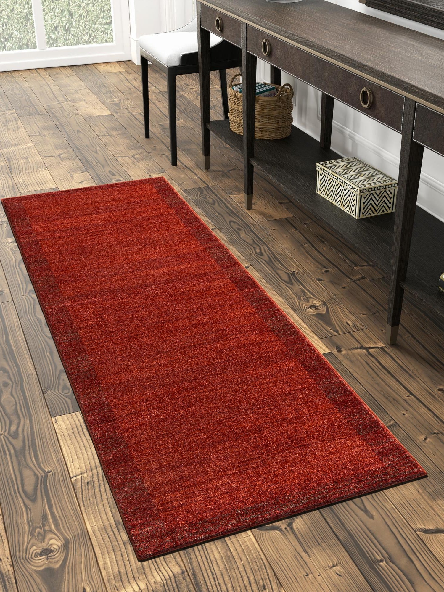 Terracotta 2' 7 x 10' Del Mar Runner Area Rug 100% Polypropylene Easy Clean Stain Resistant Vivid Modern Carpet Mat for Home Decor Interior Designing for Sale at Rug Engine