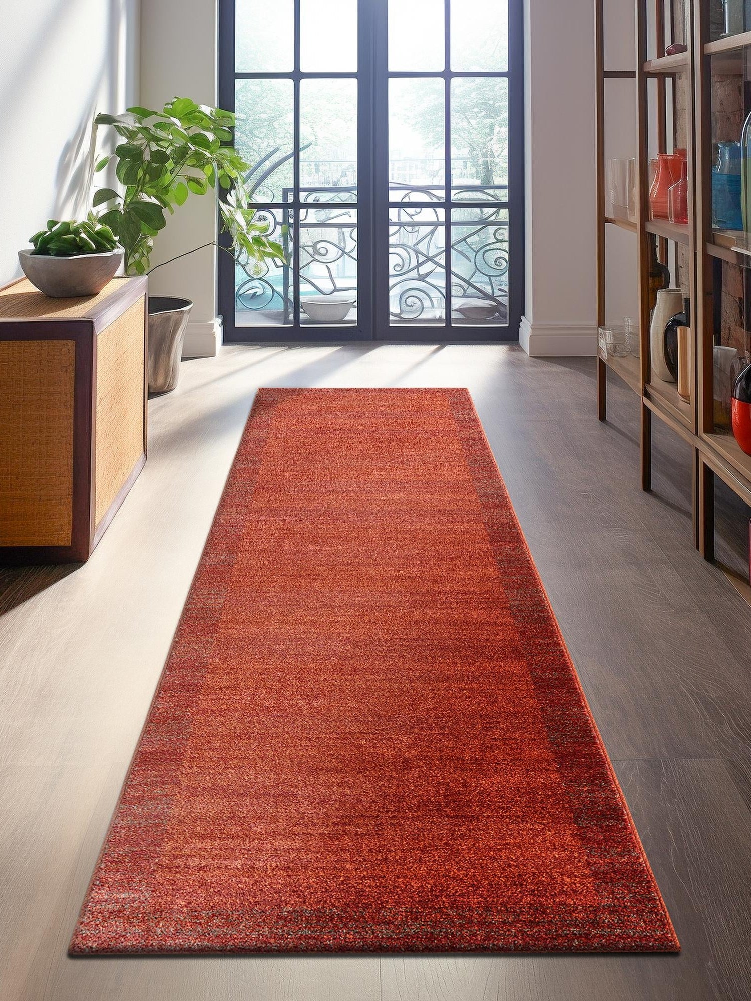 Terracotta 2' 7 x 10' Del Mar Runner Area Rug 100% Polypropylene Easy Clean Stain Resistant Vivid Modern Carpet Mat for Home Decor Interior Designing for Sale at Rug Engine