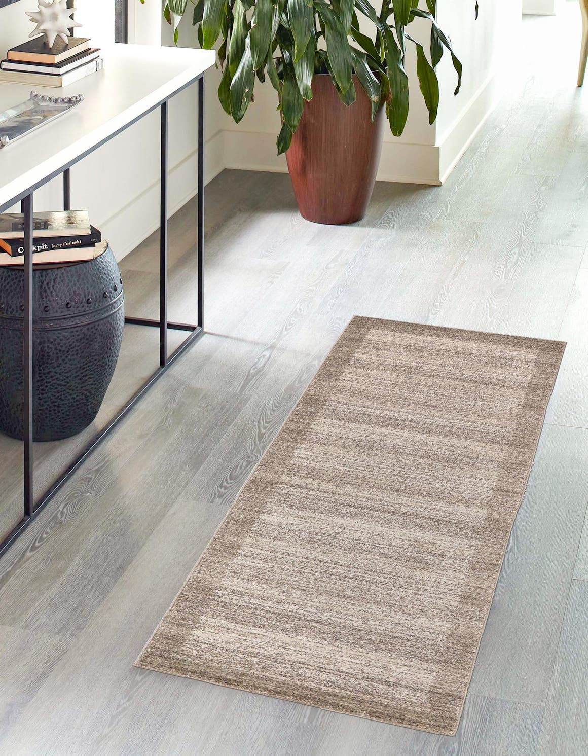 Beige 2' x 8' Del Mar Runner Area Rug 100% Polypropylene Easy Clean Stain Resistant Vivid Modern Carpet Mat for Home Decor Interior Designing for Sale at Rug Engine