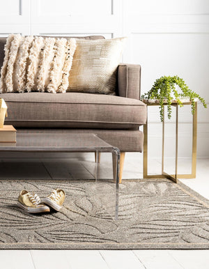 Gray 6' 1 x 9' Outdoor Botanical Rectangle Rug