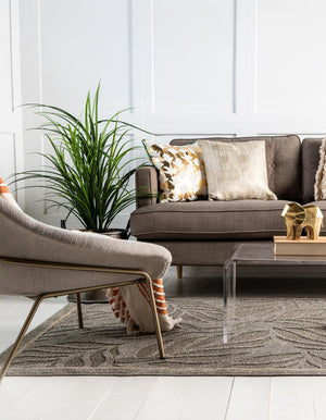 Gray 6' 1 x 9' Outdoor Botanical Rectangle Rug