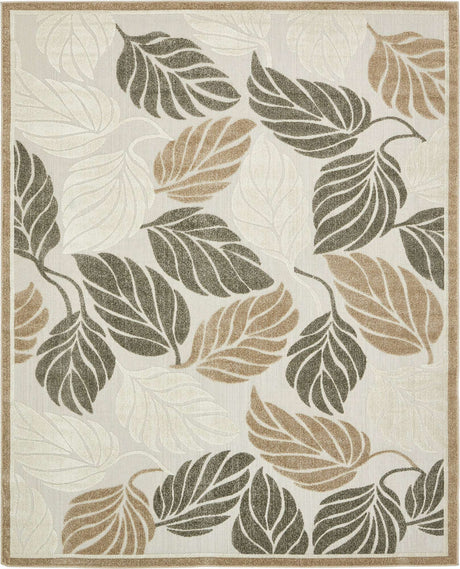 Beige 8' x 10' Outdoor Botanical Rectangle Rug