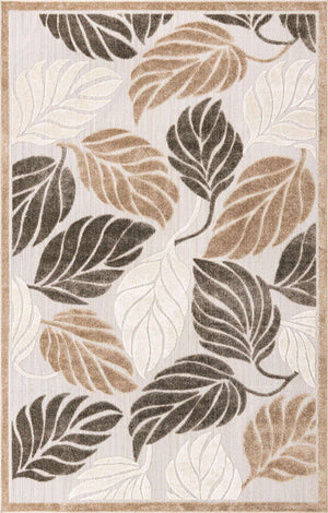 Beige 6' 1 x 9' Outdoor Botanical Rectangle Area Rug Weather Resistant for Patio, Deck, Terrace, Balcony, Porch Polypropylene Garden Floral Tropical Carpet for Sale at Rug Engine