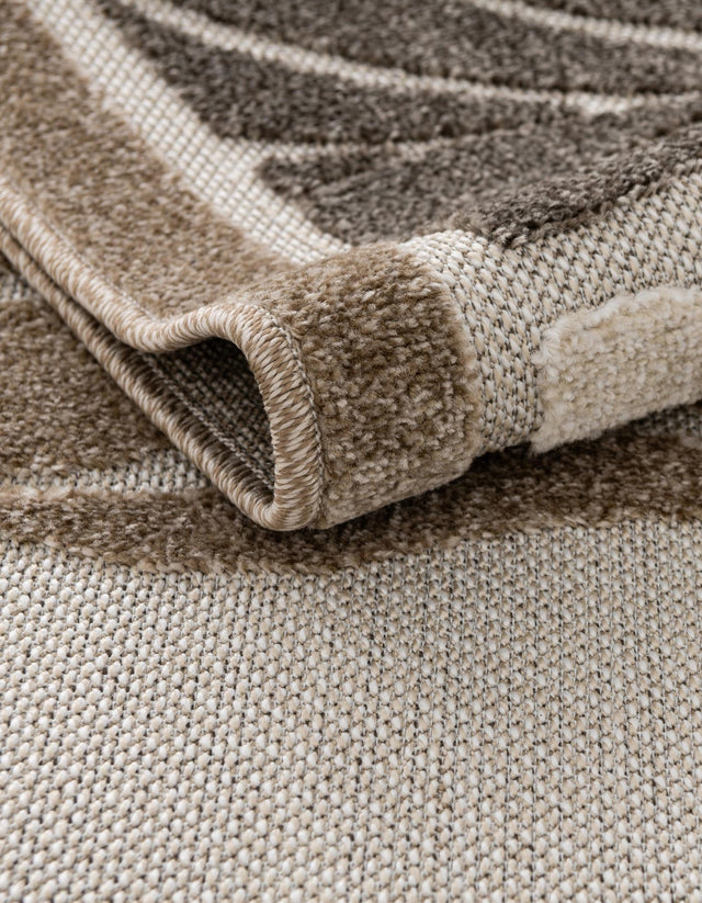Beige 7' 1 x 10' Outdoor Botanical Rectangle Area Rug Weather Resistant for Patio, Deck, Terrace, Balcony, Porch Polypropylene Garden Floral Tropical Carpet for Sale at Rug Engine