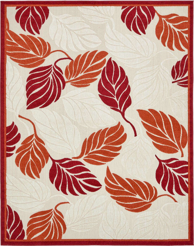 Terracotta 8' x 10' Outdoor Botanical Rectangle Area Rug Weather Resistant for Patio, Deck, Terrace, Balcony, Porch Polypropylene Garden Floral Tropical Carpet for Sale at Rug Engine