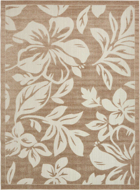 Beige 9' x 12' Outdoor Botanical Rectangle Rug