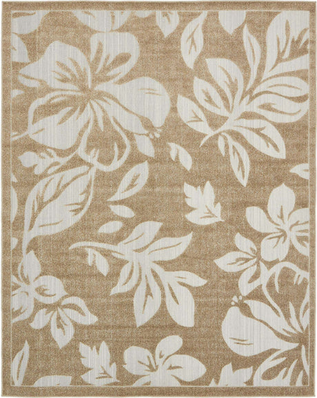 Beige 8' x 10' Outdoor Botanical Rectangle Rug