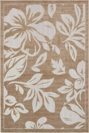 Beige 6' 1 x 9' Outdoor Botanical Rectangle Rug