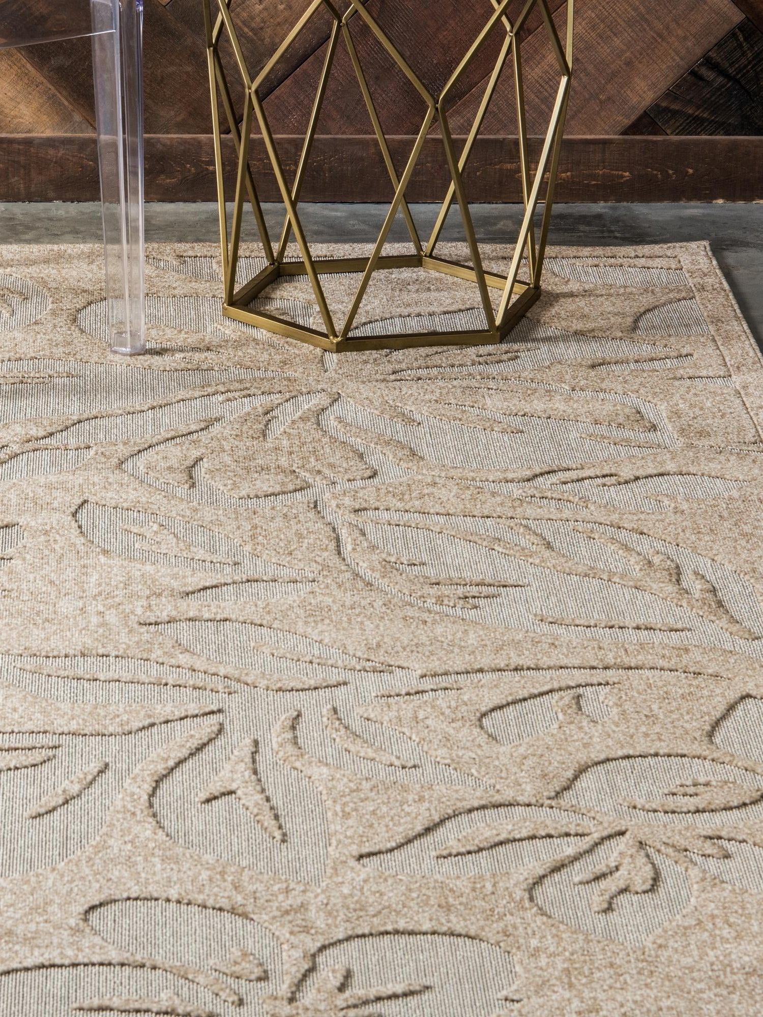 Beige 4' x 6' Outdoor Botanical Rectangle Area Rug Weather Resistant for Patio, Deck, Terrace, Balcony, Porch Polypropylene Garden Floral Tropical Carpet for Sale at Rug Engine