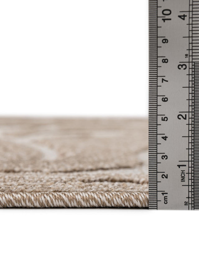 Beige 4' x 6' Outdoor Botanical Rectangle Rug