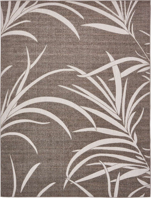 Brown 9' x 12' 2 Outdoor Botanical Rectangle Area Rug Weather Resistant for Patio, Deck, Terrace, Balcony, Porch Polypropylene Garden Floral Tropical Carpet for Sale at Rug Engine
