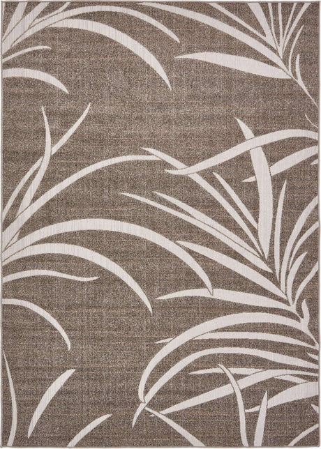 Brown 7' 1 x 10' Outdoor Botanical Rectangle Area Rug Weather Resistant for Patio, Deck, Terrace, Balcony, Porch