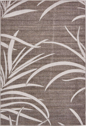 Brown 6' 1 x 9' Outdoor Botanical Rectangle Rug