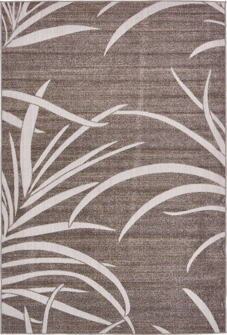 Brown 6' 1 x 9' Outdoor Botanical Rectangle Rug